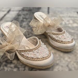 Antidote Elegant Beaded Wedge Espadrilles